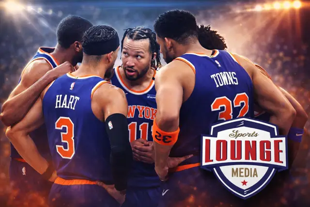 New York Knicks players huddle together during intense playoff pressure moment against Warriors