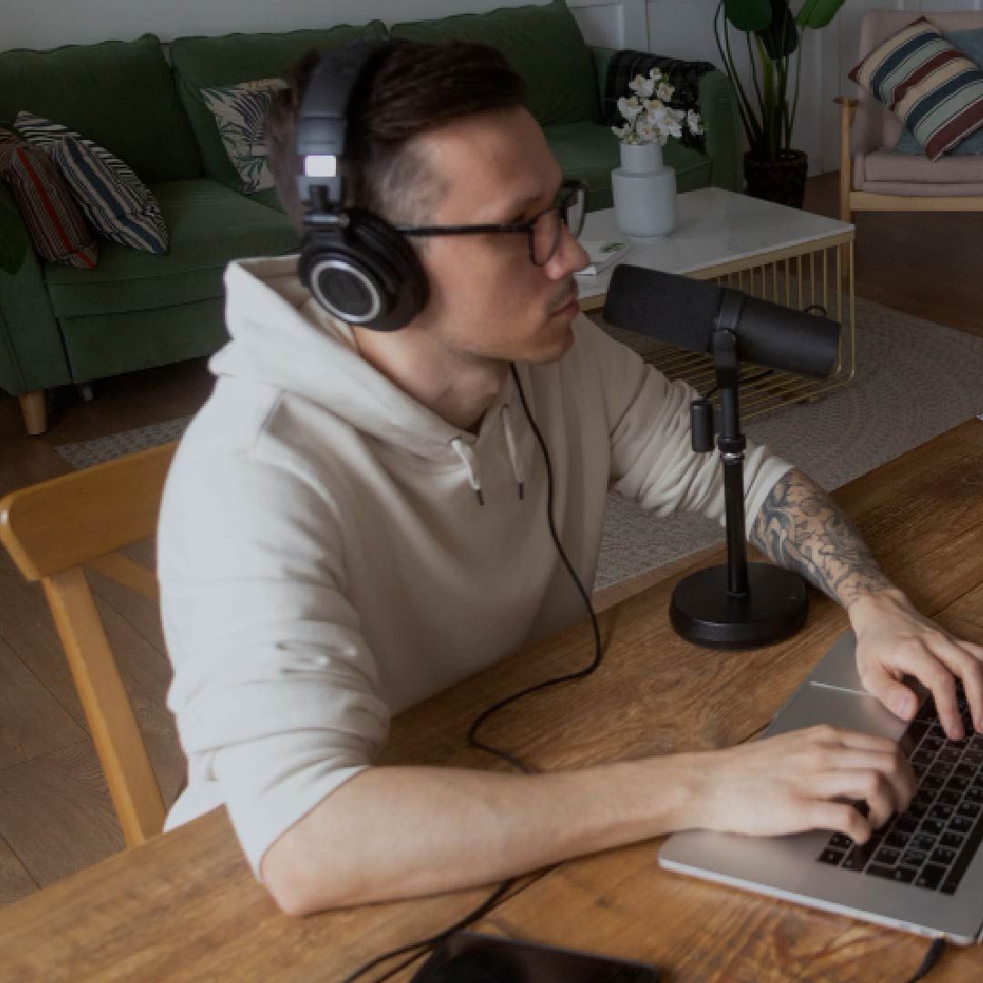 Man with headset podcast